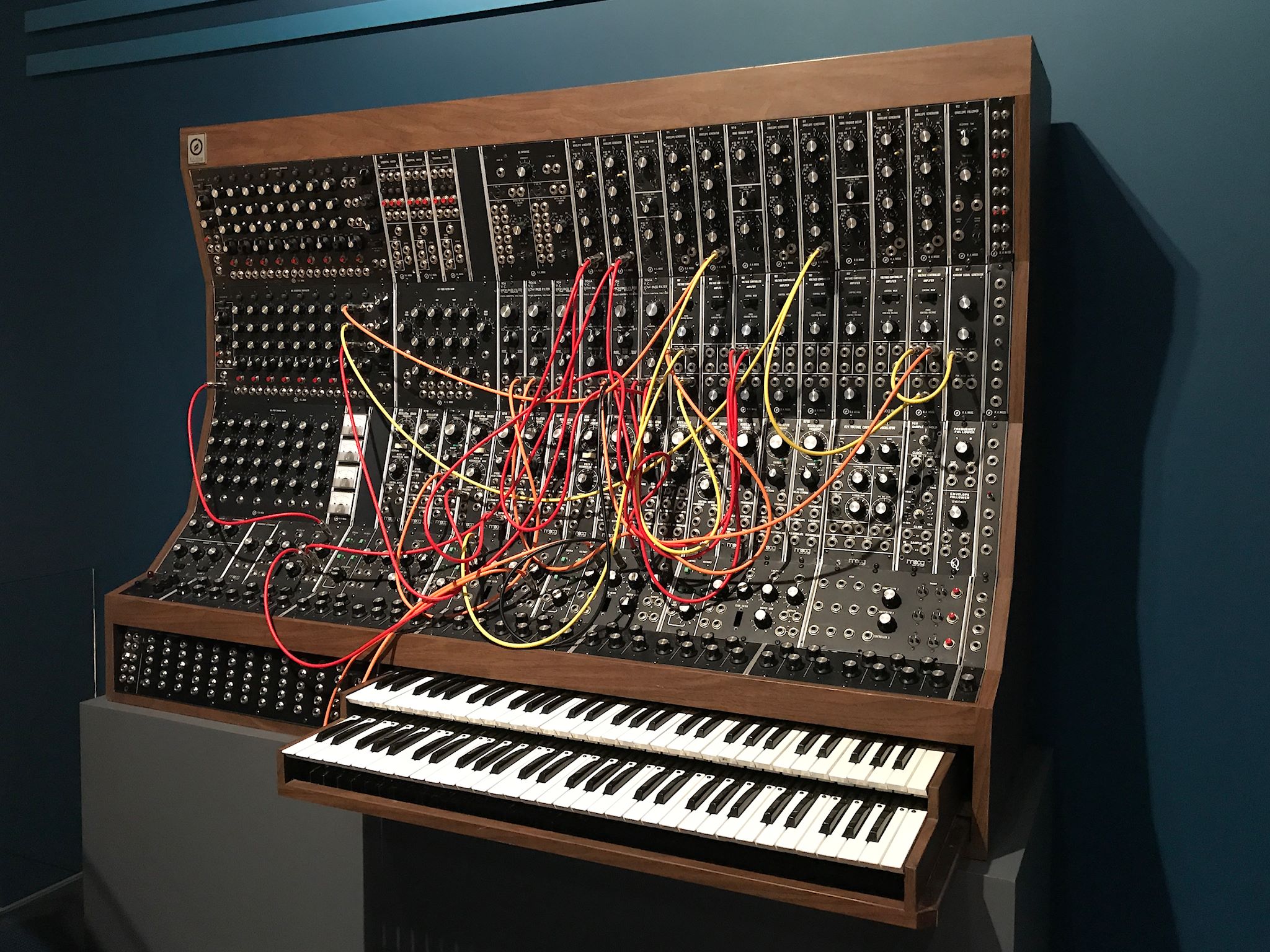 an early Moog modular synthesizer